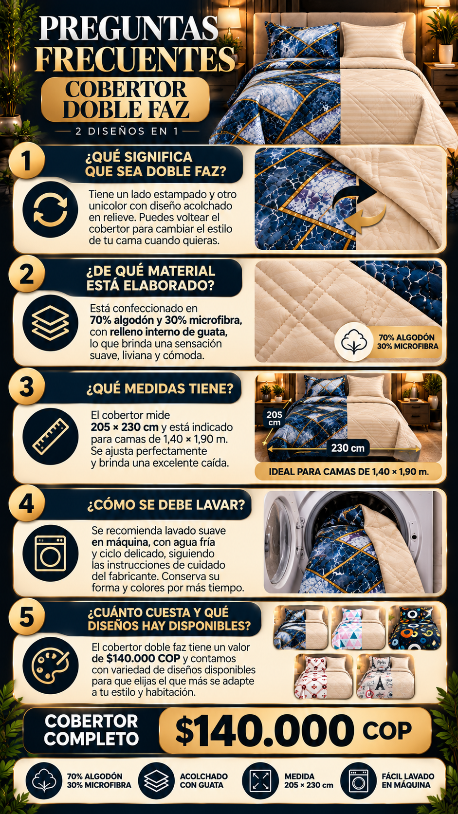 Doble Estilo™ | Cobertor doble faz para Cama Doble