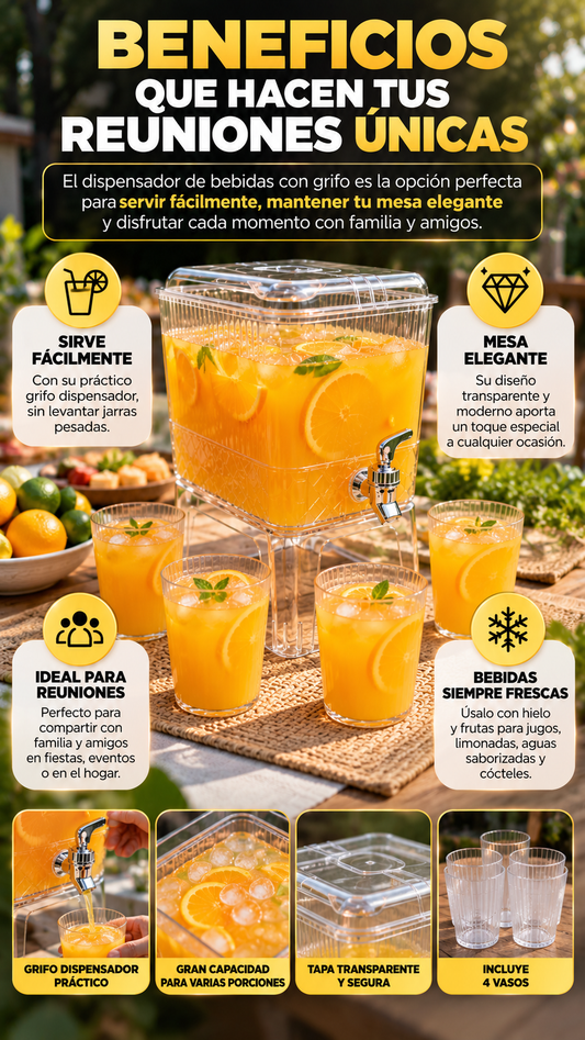 Brisa Fresca™ | Dispensador de bebidas con grifo + 4 vasos🍹