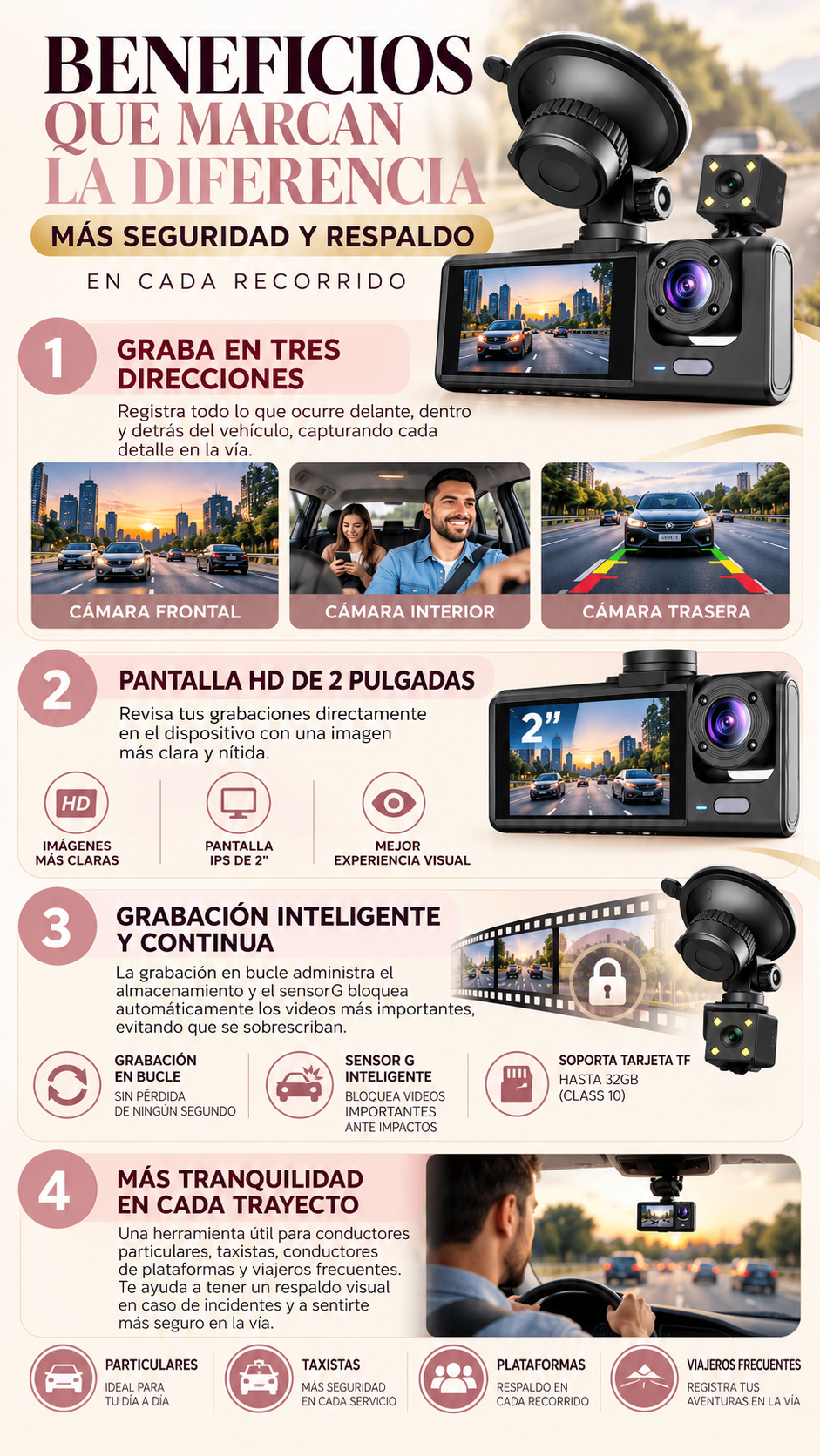 Visión Total 3 en 1 | Cámara de Seguridad para Carro