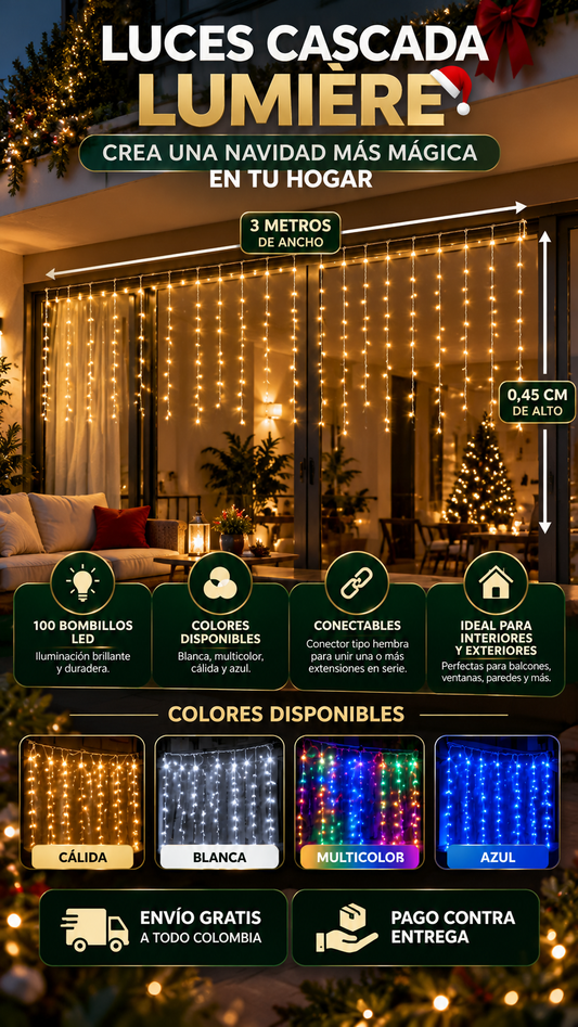 Cascada Lumière | Luces Navidad 3m x 0.45cm