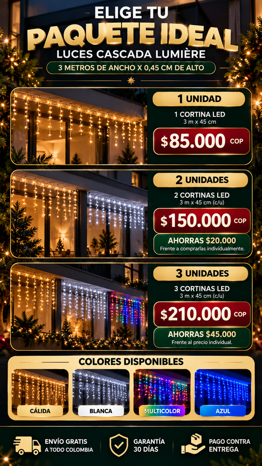 Cascada Lumière | Luces Navidad 3m x 0.45cm