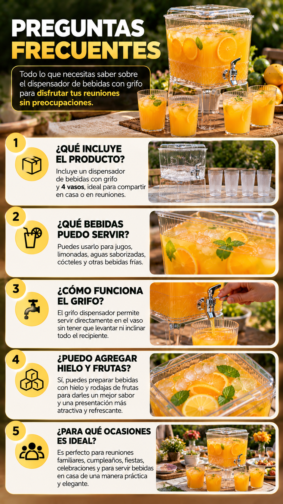 Brisa Fresca™ | Dispensador de bebidas con grifo + 4 vasos🍹
